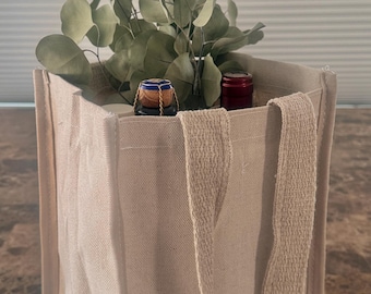 Organic Cotton Canvas Wine Bag, Four Pocket Tote
