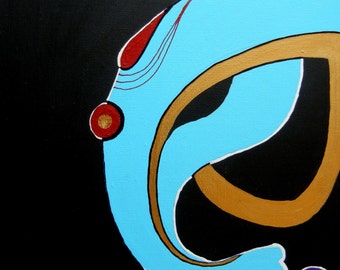 Ganesh Acrylic Painting, Hindu God Art, 12x12 Canvas