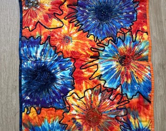 Upcycled Textile Tapestry: Floral Fabric Wall Art with Lace
