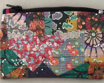 Quilted Pouch, Eco-Friendly Travel Case, Fabric Remnants