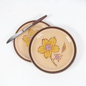 Vintage Sun Blossom Bread and Butter Plates | 70s Stoneware Dishes | Replacement Dishes made in Japan