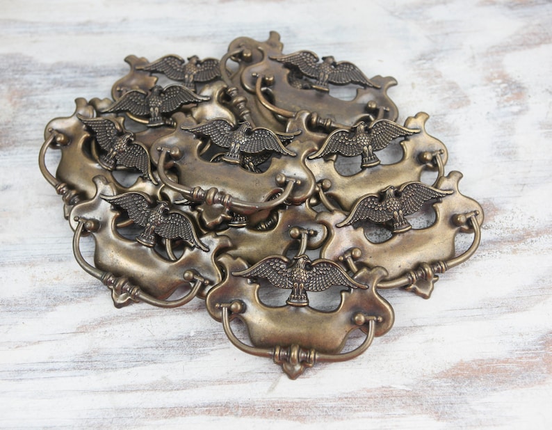 Drawer Pulls Cabinet Handles Brass Hardware Colonial Decor American Eagle Americana Decor Vintage Hardware Early American Knobs and pulls