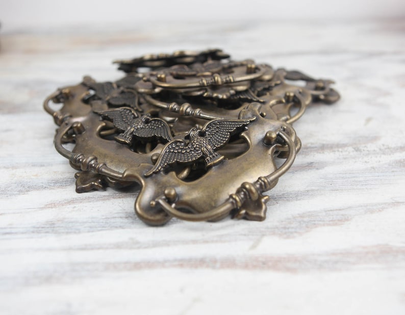 Drawer Pulls Cabinet Handles Brass Hardware Colonial Decor American Eagle Americana Decor Vintage Hardware Early American Knobs and pulls