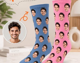 Calcetines con caras personalizadas, calcetines con fotos personalizadas, regalo divertido para él o ella, calcetines con imágenes personalizadas, regalo de calcetines novedoso, regalo personalizado único.