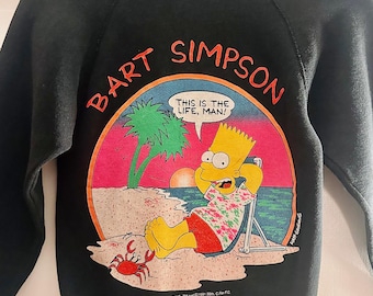 Felpa vintage di Bart Simpson del 1991 / SSI Made in USA / Rara felpa girocollo dei Simpson dell'era Bartmania / Taglia ragazzo 8
