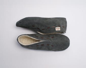 Chaussons Cuir et Laine Naturelle Femme Homme, 7 Coloris, Pantoufles Artisanales Faites Main Majorque, Cadeau Confort Hiver