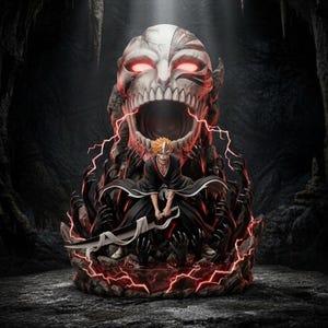 STL animé inspiré d'Ichigo Kurosaki | Masque creux épéiste modèle 3D | Statue de Faucheur Dark Soul | Fichier figurine en résine