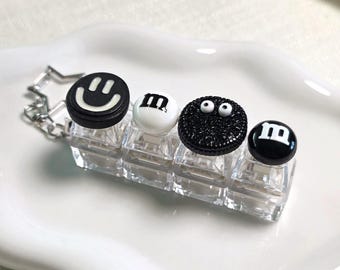 Black & White Fidget Clicker Keychain | Handmade Bag Charm