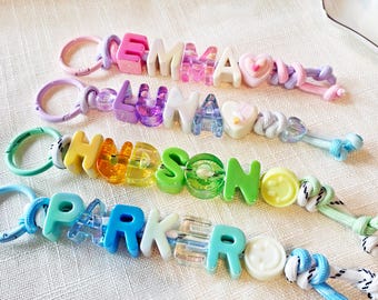 Custom Name Keychain, Acrylic Letters, Paracord Bag Charm, Personalized Accessory
