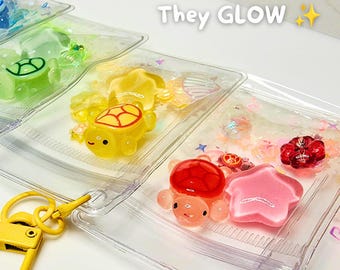 Glow-in-the-Dark Turtle Bag Charm | Ocean-Inspired Beads, Baby Turtle (Handmade)