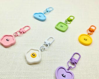 Mini Happy Smiley Face Keychain Add-On, Colorful Bag Charm (Dalcharm Compatible)