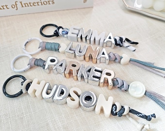 Personalized Acrylic Name Keychain, Handmade Paracord Bag Charm accessory