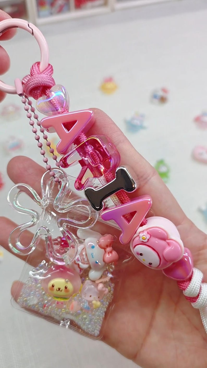 Custom Name Keychain, Acrylic Letters, Paracord Bag Charm, Personalized Accessory image 4
