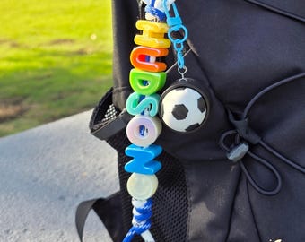 Personalized Sports Clicker Keychain | Custom Backpack Tag | Name Keychain for boys