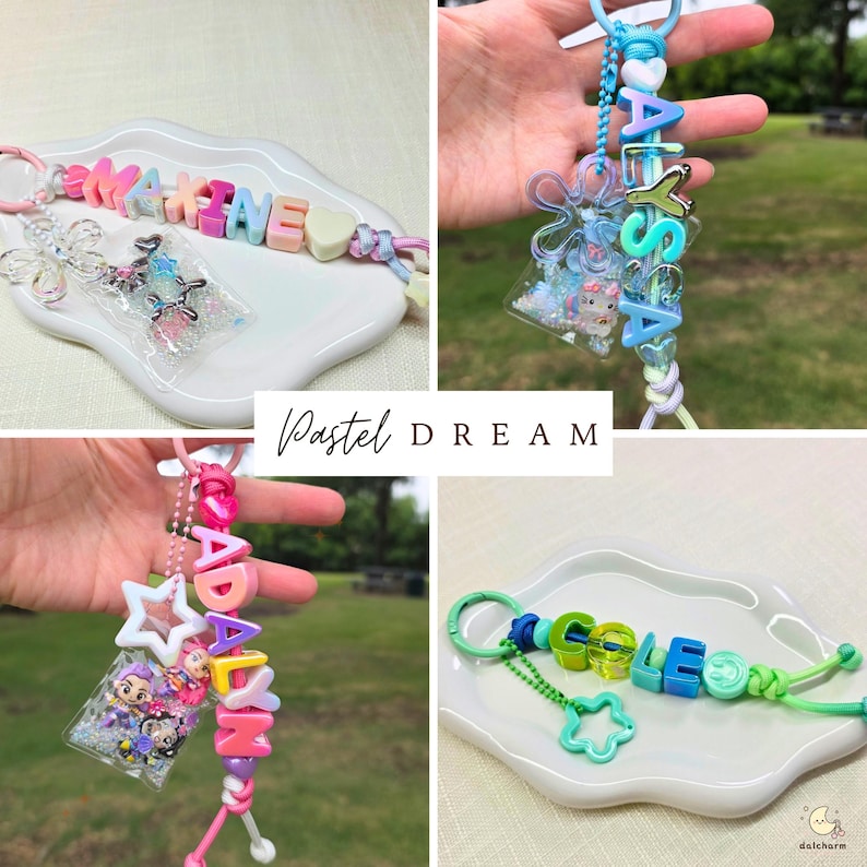 Custom Name Keychain, Acrylic Letters, Paracord Bag Charm, Personalized Accessory image 6