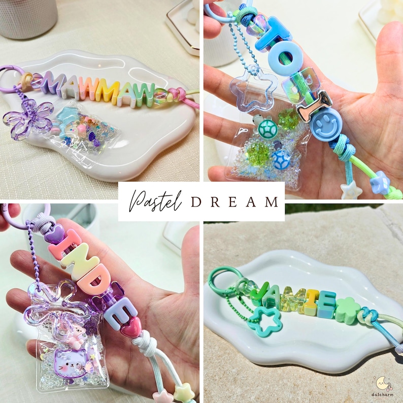 Custom Name Keychain, Acrylic Letters, Paracord Bag Charm, Personalized Accessory image 5