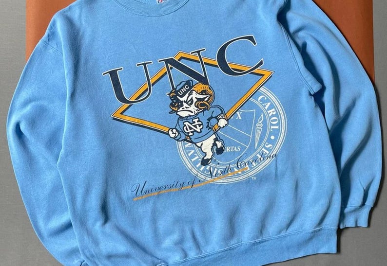 Vintage University of North Carolina Tar Hee-tröja, North Carolina-skjorta, Carolina Tar Heels-tröja, North Carolina-fantröja bild 2