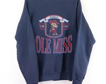Vintage 90s Ole Miss Rebels University Crewneck Sweatshirt, Ole Miss Rebels Shirt, Ole Miss Rebels SweaterHoodie, Christmast Gifts