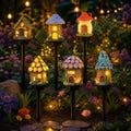Solar Mushroom House Garden Light, Outdoor LED StakeLamp, Waterproof Fairy Garden Light, Yard Lawn Pathway Decor, Whimsical Outdoor Lighting