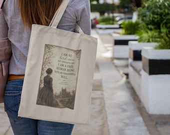 Jane Eyre Free Spirit Tote Bag | Charlotte Bronte Literary Canvas Bag | Book Lover Gift | Dark Academia Bag | Feminist Gift | Bookish Tote