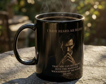 Sherlock Holmes Black Mug | Dark Academia Coffee Mug | Gothic Literary Gift | Mystery Lover Gift | Victorian Detective