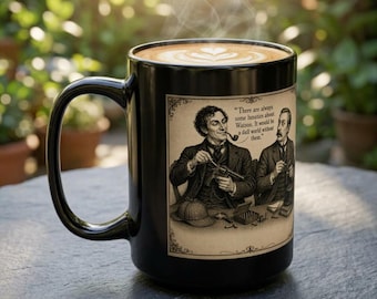 Sherlock Holmes & Watson Mug | Victorian Detective Coffee Cup | Dark Academia Gift for Readers
