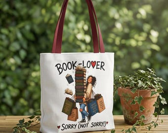 Book Lover Tote Bag | "Sorry (Not Sorry!)" | Funny Reader Gift | Born to Read | Books Cheaper Than Therapy | Gift for Bookworm