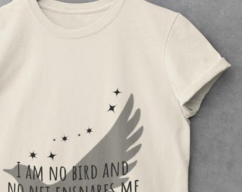 Jane Eyre T-Shirt | I Am No Bird Charlotte Bronte Quote Tee | Feminist Book Lover Gift | Dark Academia Shirt | Literary Gift for Her