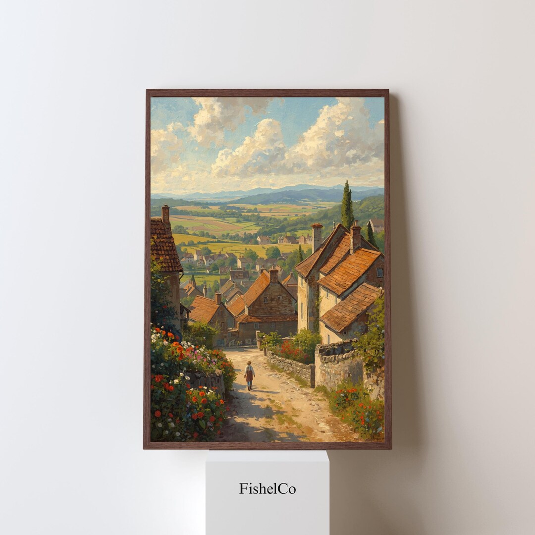 European Print | Village Wall Art | Landscape Decor | Digital Download ...
