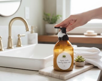 Sapone liquido schiumogeno per le mani Mystic Earth, sapone liquido schiumogeno per aromaterapia, regalo botanico consapevole, miscela di oli essenziali di erbe, regalo di cura personale esoterico