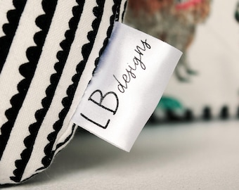Custom Brand Label - Custom fold over satin label - Fold over satin tag - Custom logo labels - sewn into seam - Clothing labels