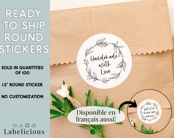 READY TO SHIP - Handmade with Love Sticker -  Product Packaging Labels - Packaging Supplies - Shop Stickers - Package Stickers - Happy Mail