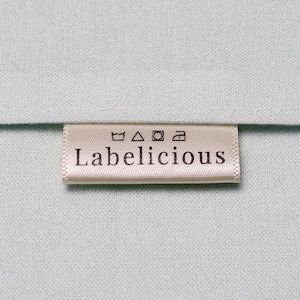 Custom Ivory Brand Label - Custom fold over satin label - satin tag - sewn into seam - Clothing labels - Fabric label - Personalized labels