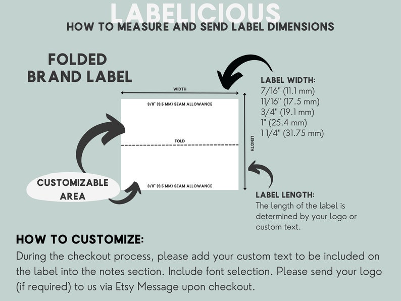 Custom Brand Label Custom fold over satin label Fold over satin tag Custom logo labels sewn into seam Clothing labels image 7