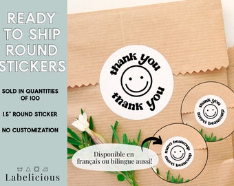 READY TO SHIP - Thank You Sticker -  Product Packaging Labels - Packaging Supplies - Shop Stickers - Package Stickers - Happy Mail