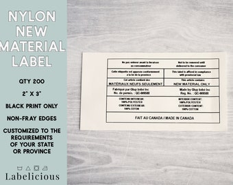 Nylon new material label - Nylon Law label - Stuffing and upholster label - Quilt label - Pillow cushion label