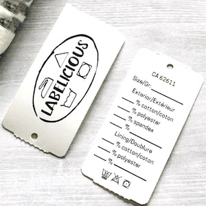 Étiquettes volantes de contenu personnalisé - Etiquettes volantes personnalisées - Etiquettes pour vêtements personnalisées - Etiquettes volantes perforées - Balançoires - 1 3/8&quot; x 2 3/4&quot;