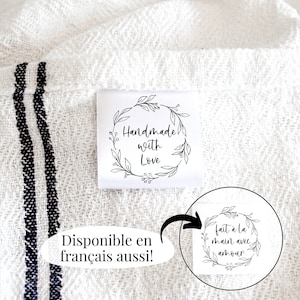 Handmade With Love - Fold over satin label - Sewing label - Clothing tag - Fabric label - gifts for sewist - sewing gift - gift for her