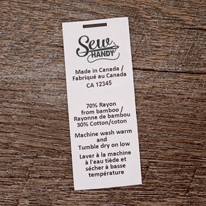 Custom Content Label - CPSIA compliant label - washing instructions - care instructions - bilingual content label - Clothing labels image 3