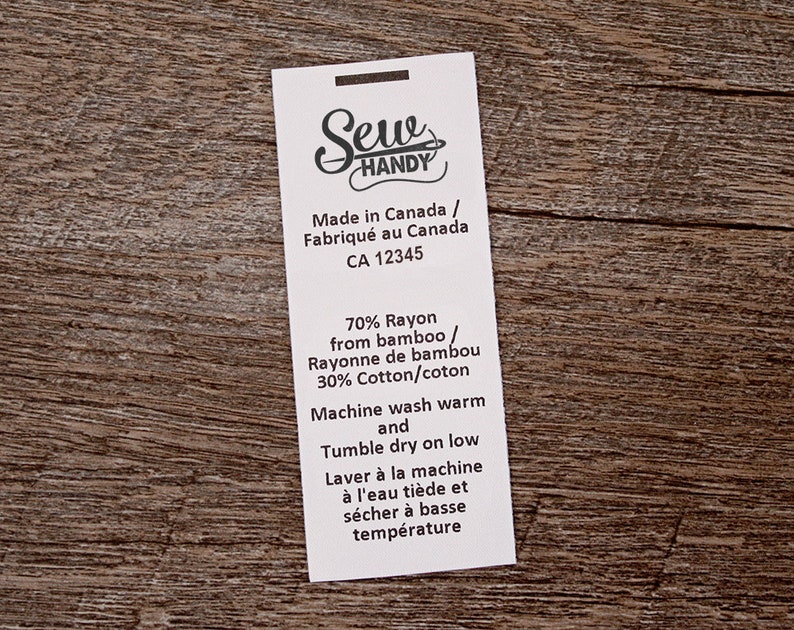 Custom Content Label - CPSIA compliant label - washing instructions - care instructions - bilingual content label - Clothing labels image 3