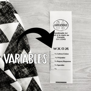 May include: A white care label with black text and symbols. The label reads "LABELICIOUS" and includes information about the product's origin, care instructions, and fabric composition. The fabric composition is listed as: 1. % Cotton/Coton, 2. % Polyester, 3. % Rayon/Rayonne, 4. % Spandex, 5. 0%.