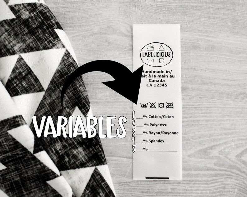 May include: A white care label with black text and symbols. The label reads "LABELICIOUS" and includes information about the product's origin, care instructions, and fabric composition. The fabric composition is listed as: 1. % Cotton/Coton, 2. % Polyester, 3. % Rayon/Rayonne, 4. % Spandex, 5. 0%.
