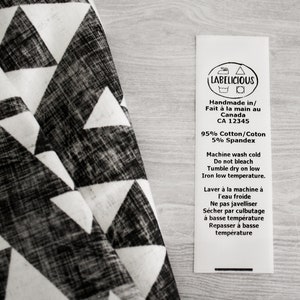 Custom Content Label - CPSIA compliant label - washing instructions - care instructions - bilingual content label - Clothing labels image 2