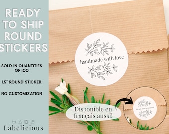 READY TO SHIP - Handmade with Love Sticker -  Product Packaging Labels - Packaging Supplies - Shop Stickers - Package Stickers - Happy Mail