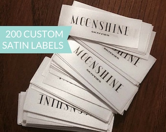 Qty 200 - Custom satin clothing label - Custom Garment label - Printed clothing labels - Custom brand label - Custom logo label