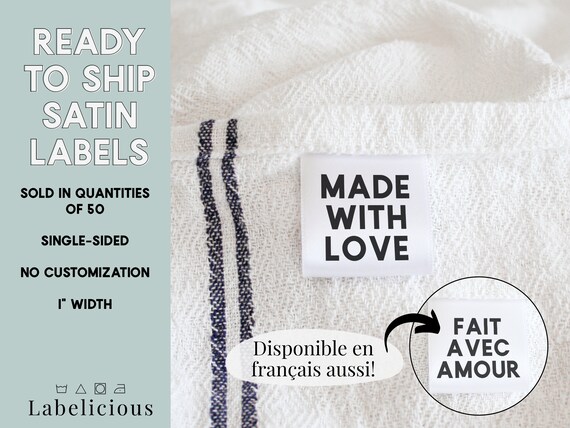 READY TO SHIP Made With Love Fold Over Satin Label Sewing - Etsy