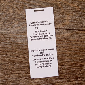 Custom Content Label - CPSIA compliant label - washing instructions - care instructions - bilingual content label - Clothing labels image 4