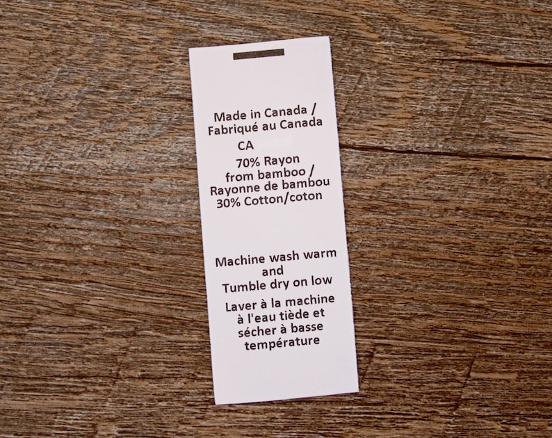 Custom Content Label - CPSIA compliant label - washing instructions - care instructions - bilingual content label - Clothing labels image 4