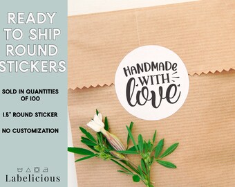 READY TO SHIP - Handmade with Love Sticker -  Product Packaging Labels - Packaging Supplies - Shop Stickers - Package Stickers - Happy Mail