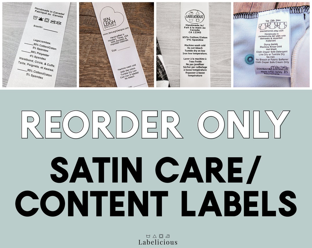 RE-ORDER ONLY - Satin Care/content Labels - Etsy